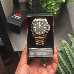 UFC Timex Men’s Watch Debut Quartz Black Dial Yellow gold bracelet